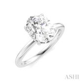1/20 ctw Oval Shape Round Cut Diamond Semi Mount Engagement Ring in 14K White Gold